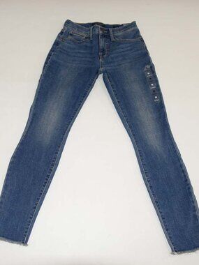 Lucky Brand Women's Ava Mid Rise Skinny Jeans Size 0 / 25 Ankle NWT Frayed Hems